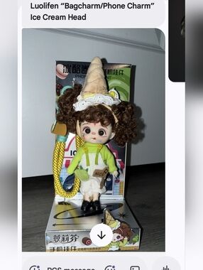 Luolifen Kids Ice Cream Head Bag/Phone Charm - Green